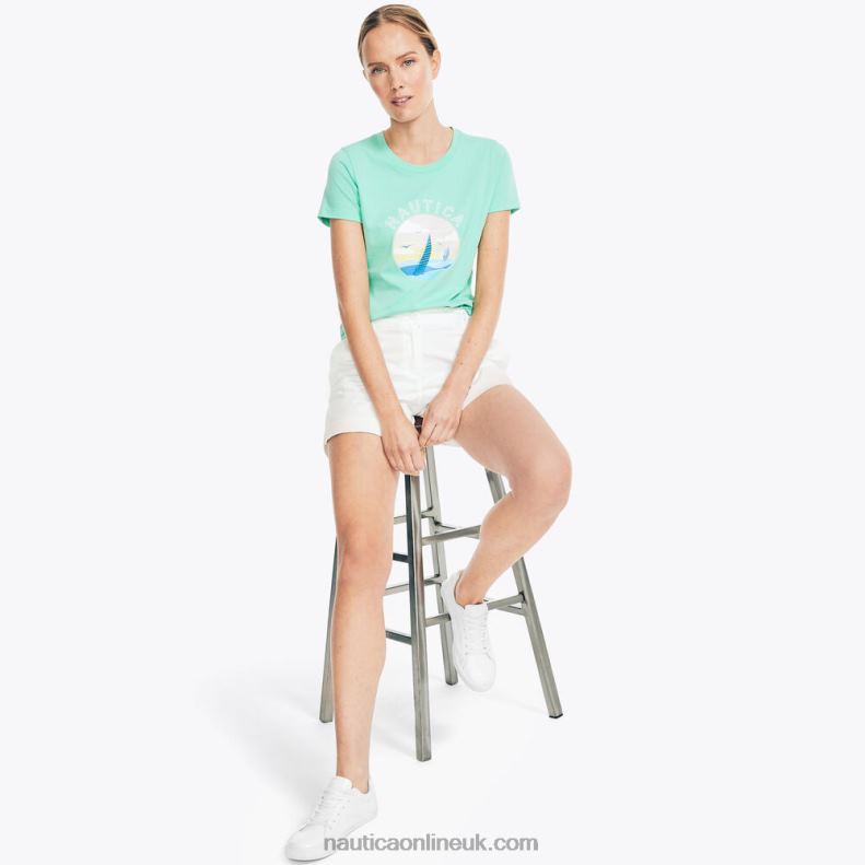Nautica Sustainably Crafted Sailing Graphic T-Shirt L6J4L806 Mint Spring Women