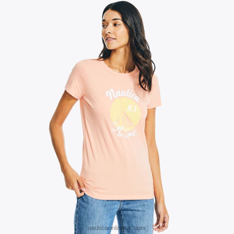 Nautica Sustainably Crafted Sea And Sail Foil Graphic T-Shirt L6J4L987 Sugar Coral Women