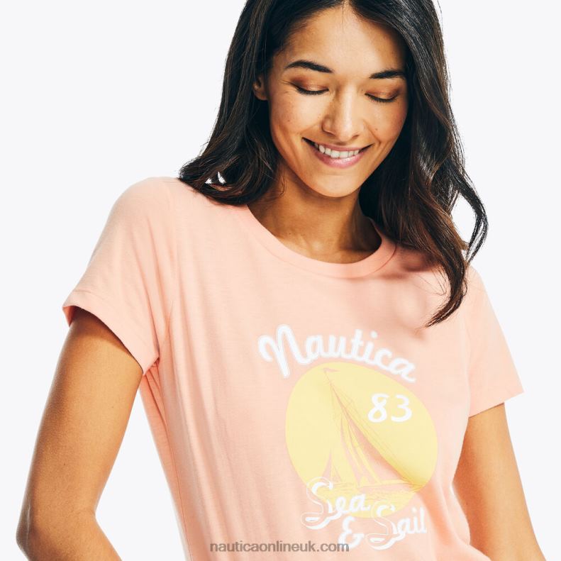 Nautica Sustainably Crafted Sea And Sail Foil Graphic T-Shirt L6J4L987 Sugar Coral Women