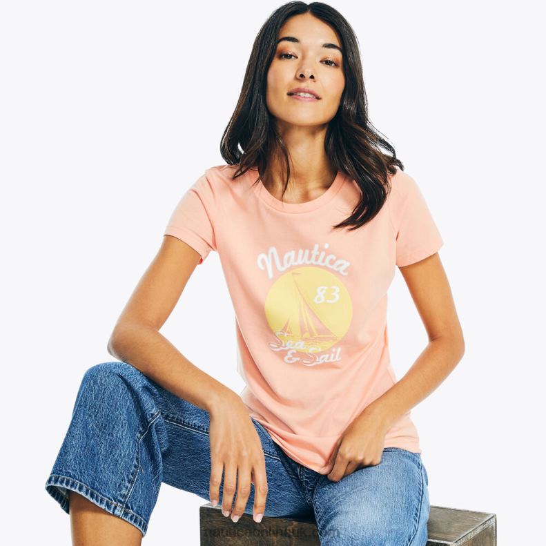 Nautica Sustainably Crafted Sea And Sail Foil Graphic T-Shirt L6J4L987 Sugar Coral Women