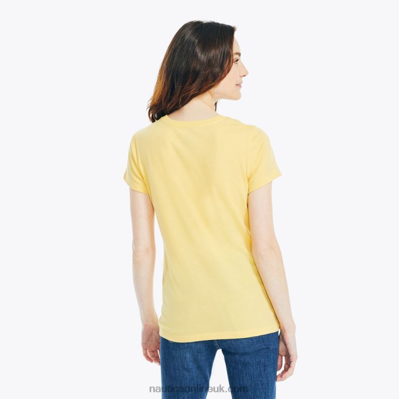 Nautica Sustainably Crafted Striped Sailboat Graphic T-Shirt L6J4L1043 Cornsilk Women