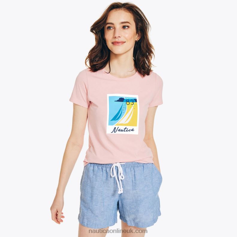 Nautica Sustainably Crafted Vintage Sailing Graphic T-Shirt L6J4L875 Prism Pink Women