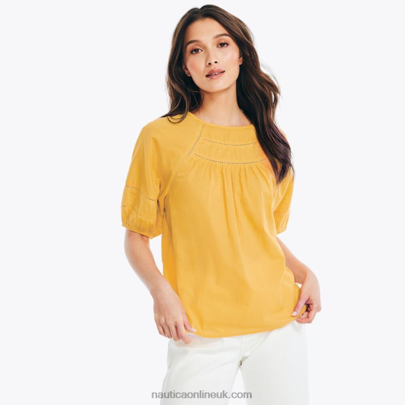 Nautica Quarter-Sleeve Lace Top L6J4L878 Nautica Yellow Women