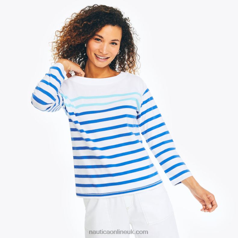 Nautica Striped Long Sleeve Top L6J4L827 Star Sapphire Women