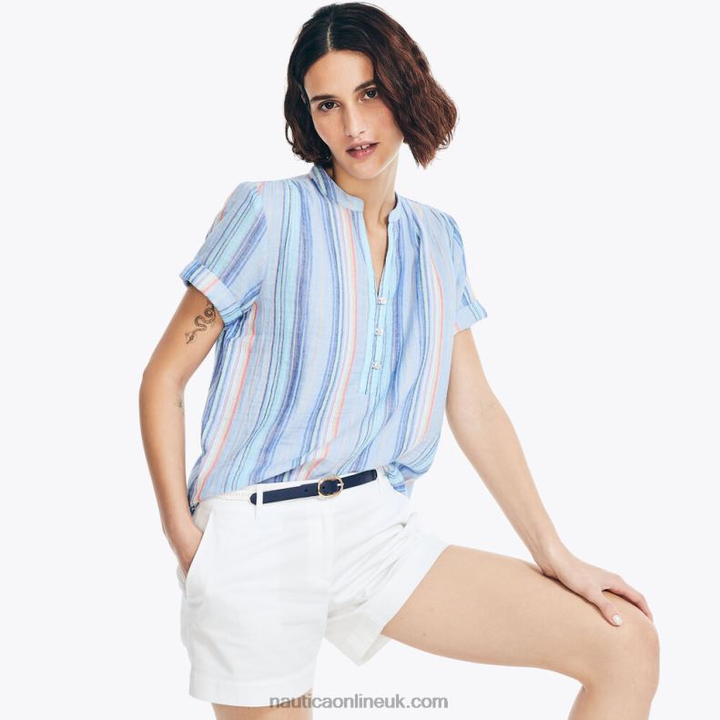Nautica Striped Pullover Shirt L6J4L894 Aquabreeze Women