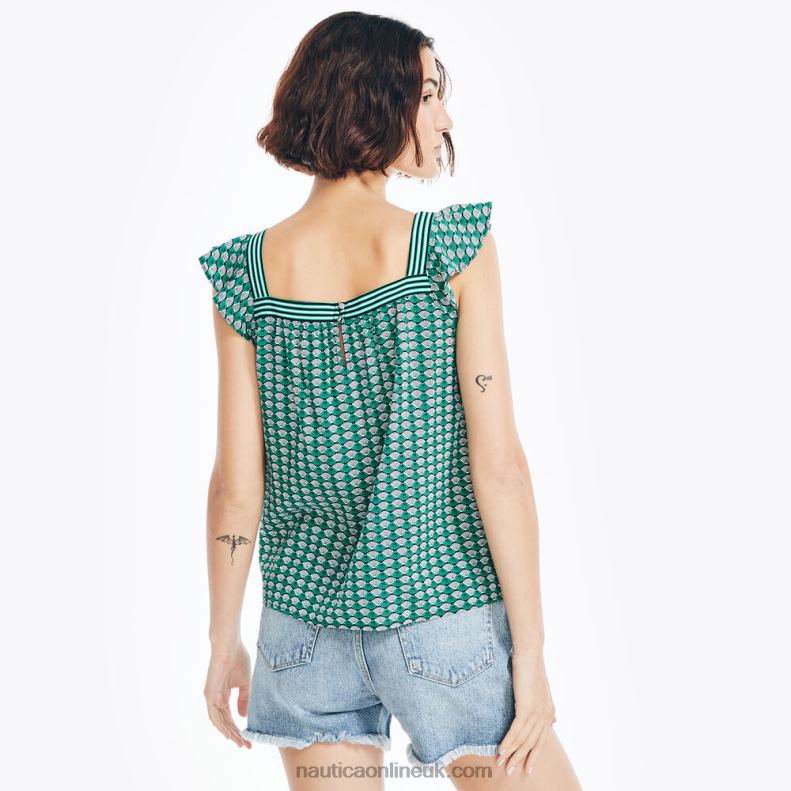 Nautica Sustainably Crafted Square-Neck Printed Top L6J4L1003 True Black Women