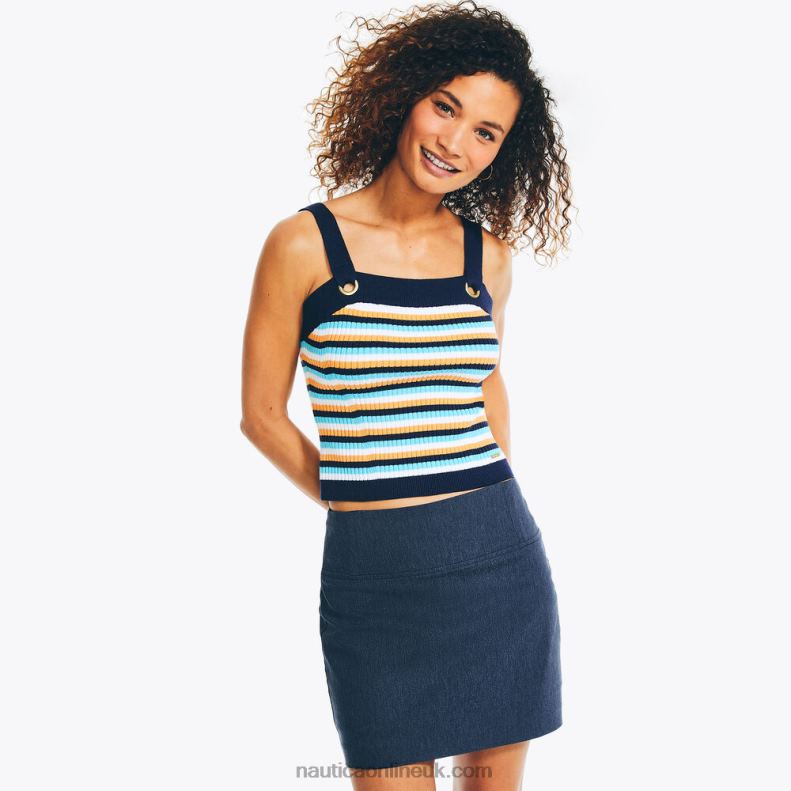 Nautica Sustainably Crafted Striped Sweater Tank Top L6J4L965 J Navy Women