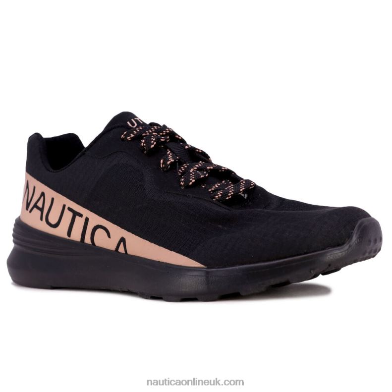 Nautica Logo-Strap Knit Sneaker L6J4L785 Black Women